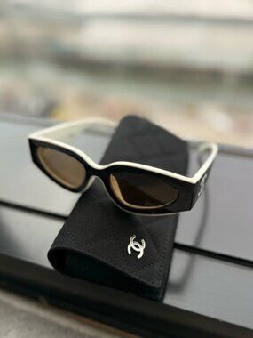 Chanel Black & White Cat Eye Sunglasses